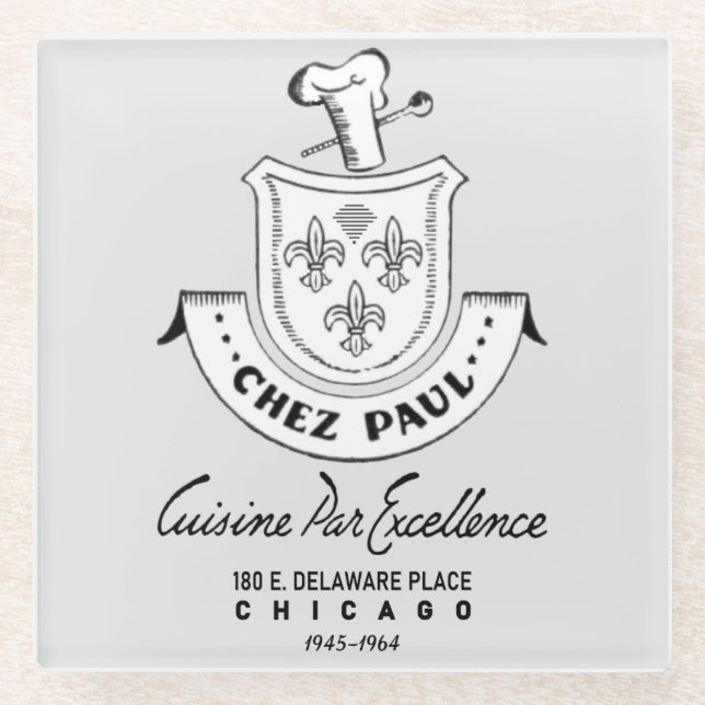 Chez Paul French Restaurant, Chicago, 1945-1964 Glasuntersetzer (Vorderseite)
