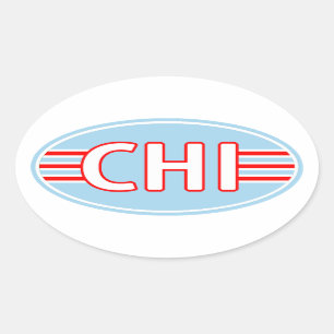 CHI Chicago-Flaggen-Farben Ovaler Aufkleber
