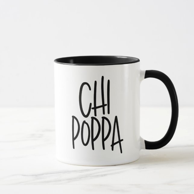 Chi Poppa Fun, Silly, Chic Chihuahua Dog Dad Tasse (Rechts)