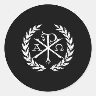 Chi Rho Alpha Omega Christliches Glaubenssymbol Runder Aufkleber