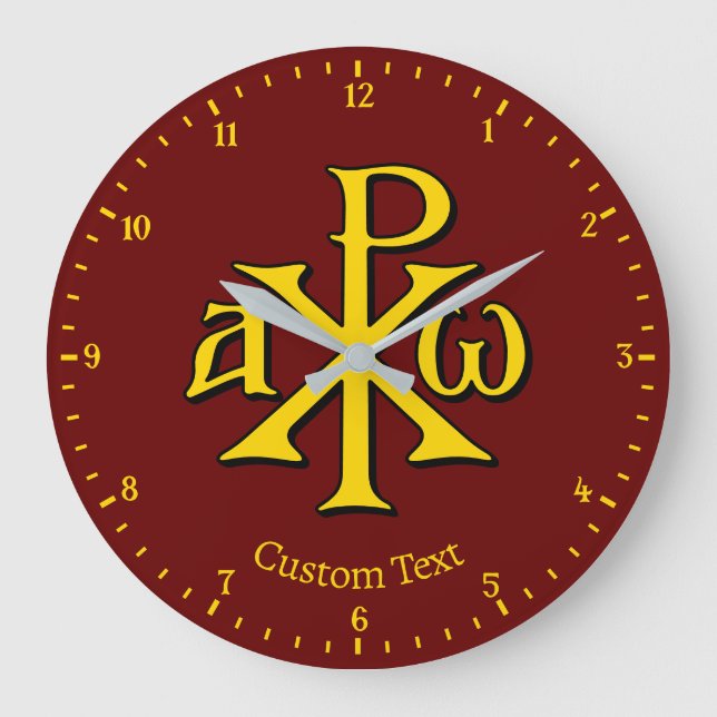 Chi Rho Christogram Wall Clock Große Wanduhr (Vorderseite)
