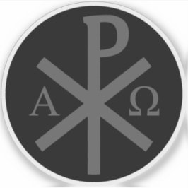 Chi-Rho Cross - v2 (grau auf schwarz) Aufkleber