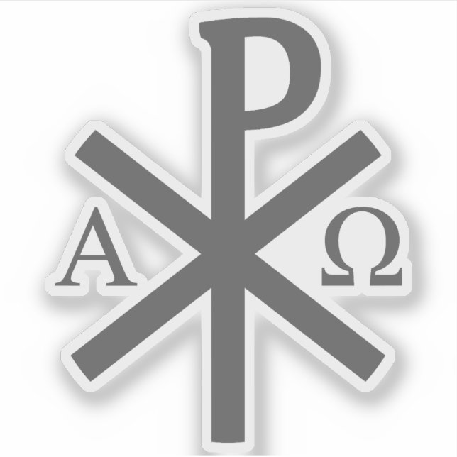 Chi-Rho Cross - v2 (grau) Aufkleber (Vorderseite)
