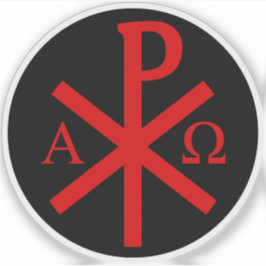 Chi-Rho Cross - v2 (rot auf schwarz) Aufkleber