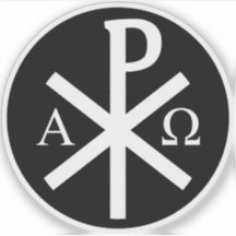 Chi-Rho Cross - v2 (weiß auf schwarz)