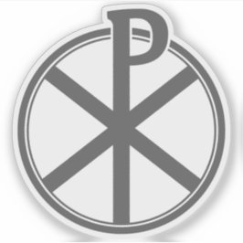 Chi-Rho Cross - v3 (grau) Aufkleber