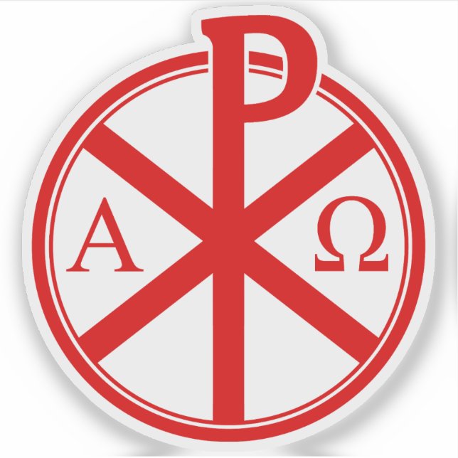 Chi-Rho Cross - v4 (rot) Aufkleber (Vorderseite)