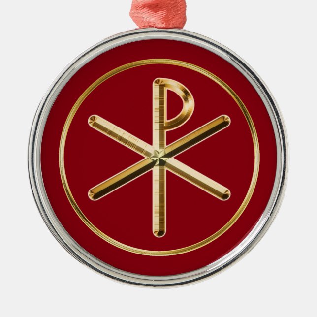 Chi-Rho glow Ornament Aus Metall (Vorne)
