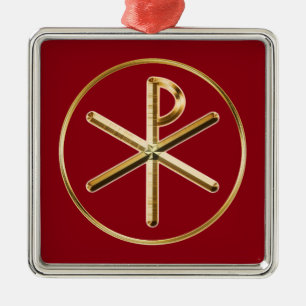 Chi-Rho-Glühen Silbernes Ornament