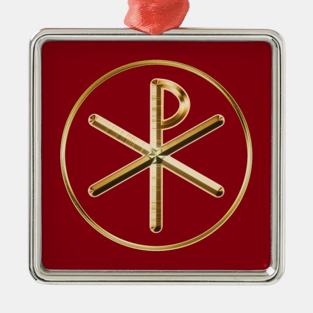 Chi-Rho-Glühen Silbernes Ornament (Vorne)