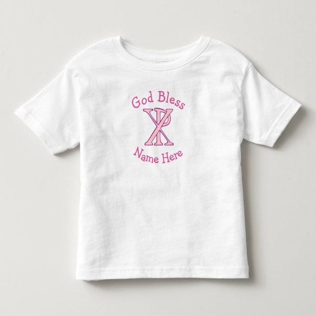 Chi Ro Christlich Cross Pink Personalisiert Kleinkind T-shirt (Vorderseite)