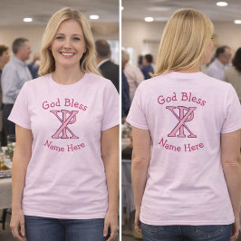 Chi Ro Christlich Cross Pink Personalisiert T-Shirt