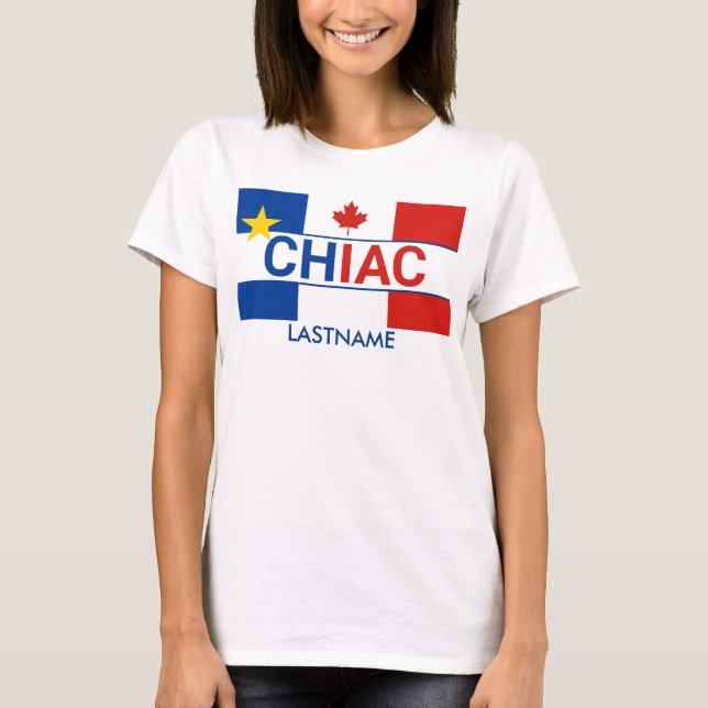 Chiac Acadian Canadian Flag Personalisiert T-Shirt (Vorderseite)