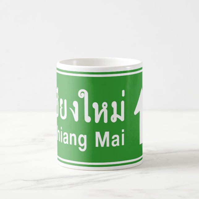 Chiang Mai Ahead ⚠ Verkehrszeichen der thailändisc Kaffeetasse (Mittel)