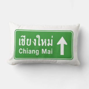 Chiang Mai Ahead ⚠ Verkehrszeichen der thailändisc Lendenkissen