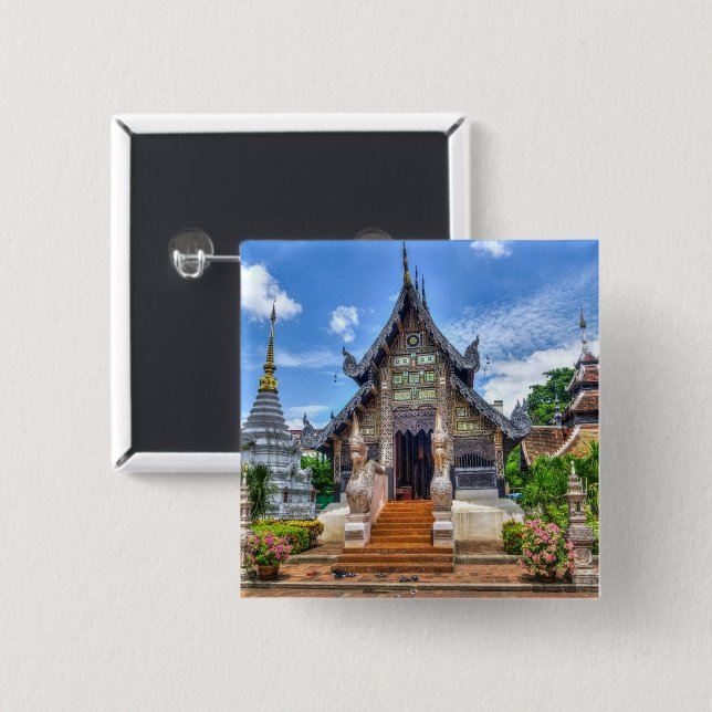 Chiang Mai temple Foto Button (Vorne & Hinten)