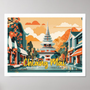 Chiang Mai Thailand Pop-Art-Reiseillustration Poster