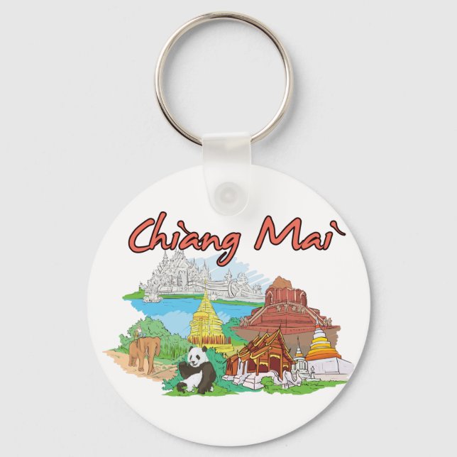 Chiang Mai, thailändische Stadt Schlüsselanhänger (Vorderseite)