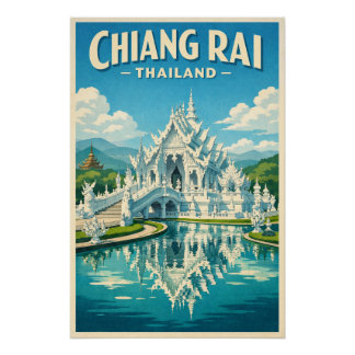 Chiang Rai, Thailand retro travel Poster