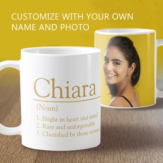 Chiara name definition custom photo white gold kaffeetasse (Von Creator hochgeladen)