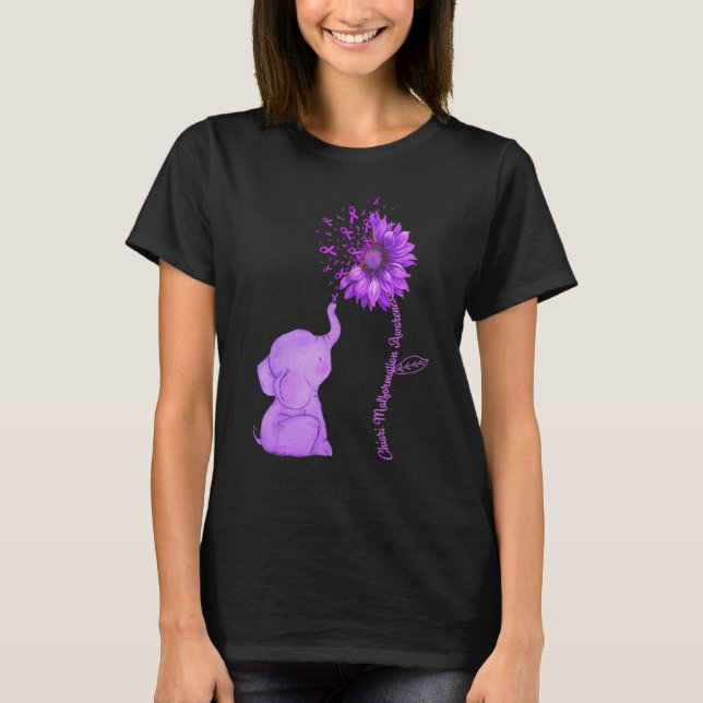 Chiari Malformation Awareness Lila Sunflower Ele T-Shirt (Vorderseite)