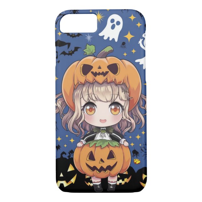 Chibi Anime Girl in Pumpkin-Kostüm Case-Mate iPhone Hülle (Rückseite)