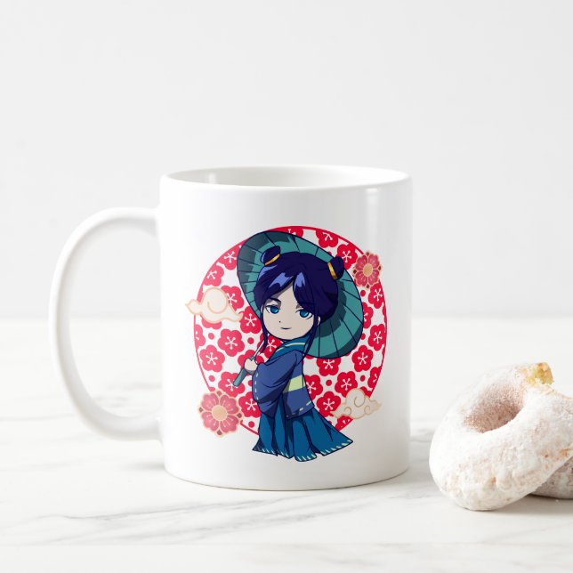 Chibi Anime Kawaii Kimono Kaffeetasse (Mit Donut)