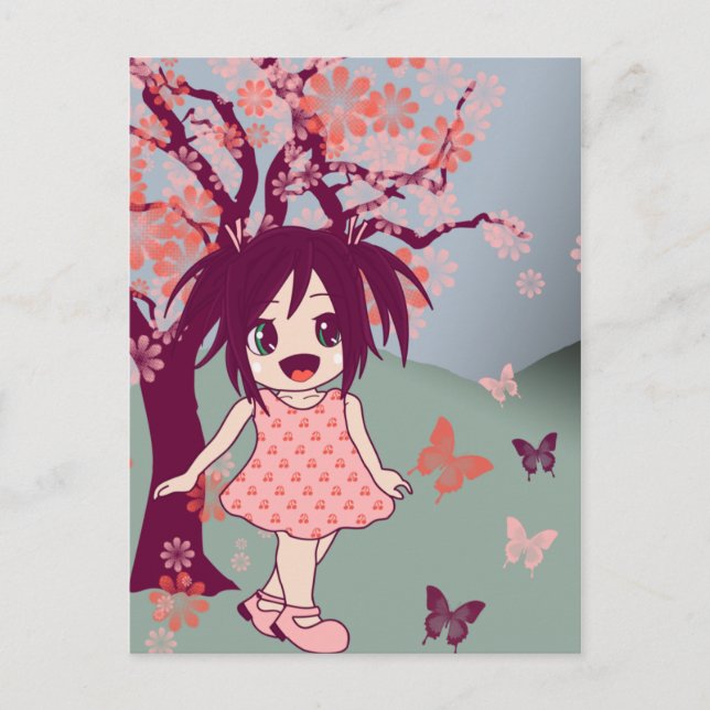 Chibi Anime Manga Cute Japonaise Carte postale (Devant)