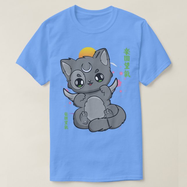 Chibi Anime Neko Pastel Goth Sakura Cat Angelcore T-Shirt (Design vorne)