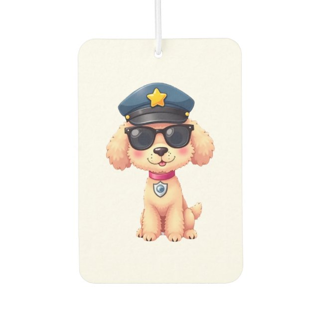 Chibi Anime Police Poodle Dog Autolufterfrischer (Vorderseite)