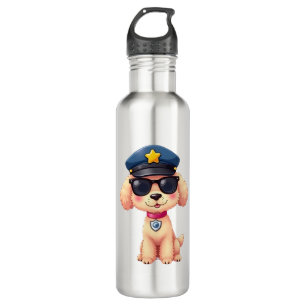 Chibi Anime Police Poodle Dog Edelstahlflasche