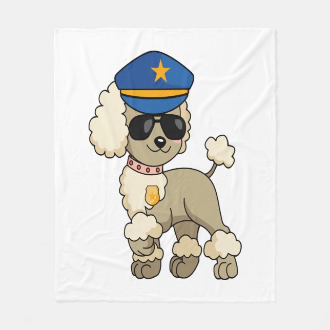 Chibi Anime Police Poodle Dog Fleecedecke (Vorderseite)