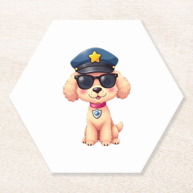 Chibi Anime Police Poodle Dog Untersetzer (Vorderseite)