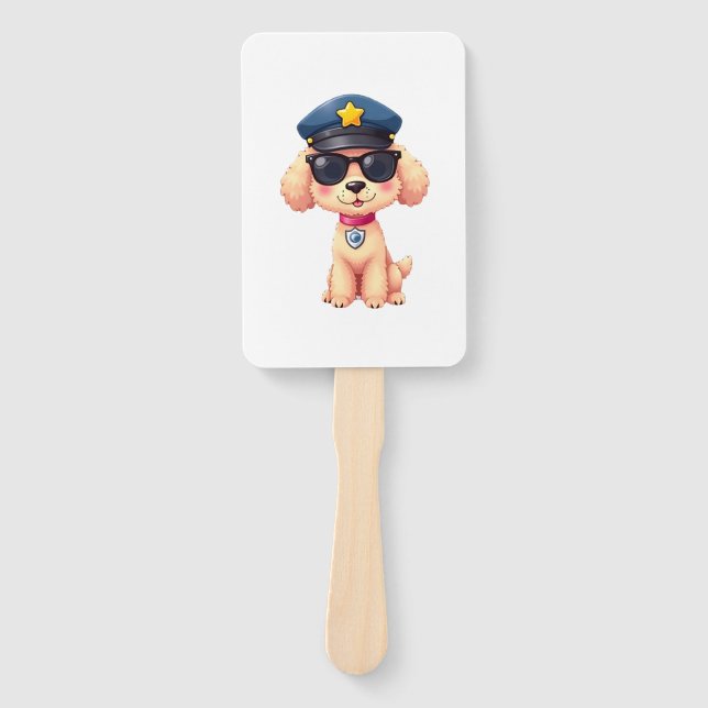 Chibi-Anime-Polizei-Pudel-Hund Fächer (Vorderseite)