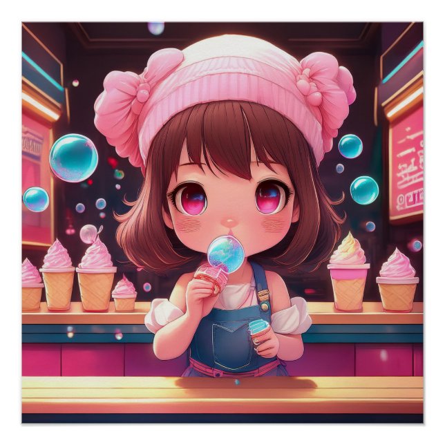 Chibi Art Chibi Gesichtseis Poster (Vorderseite)