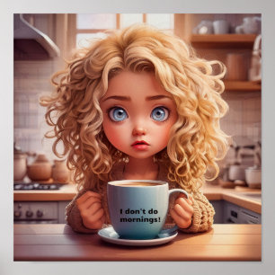 Chibi Art Ich mache keinen Morgen Poster