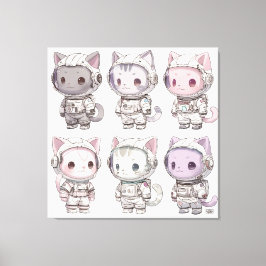 Chibi-Astronauten-Kätzchen Kawaii-Crew Leinwanddruck