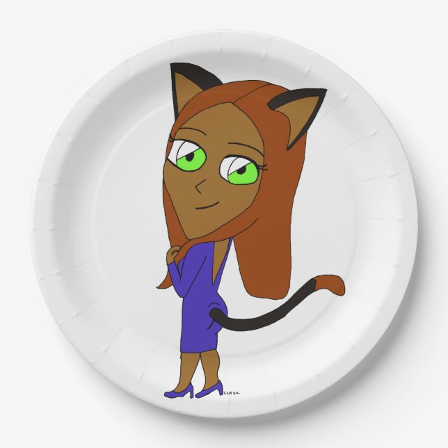 Chibi-Aufkleber Pappteller (Vorderseite)