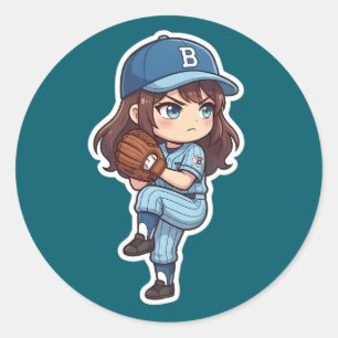 Chibi Baseball 2026 Edition - Pitcher-Set Runder Aufkleber