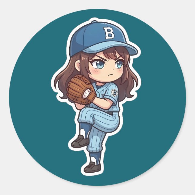 Chibi Baseball 2026 Edition - Pitcher-Set Runder Aufkleber (Vorderseite)