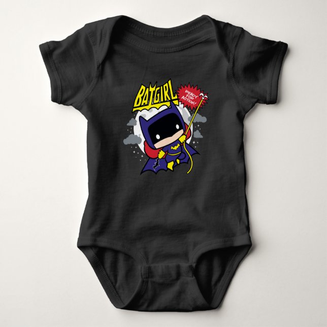 Chibi Batgirl bereit zum Handeln Baby Strampler (Vorderseite)