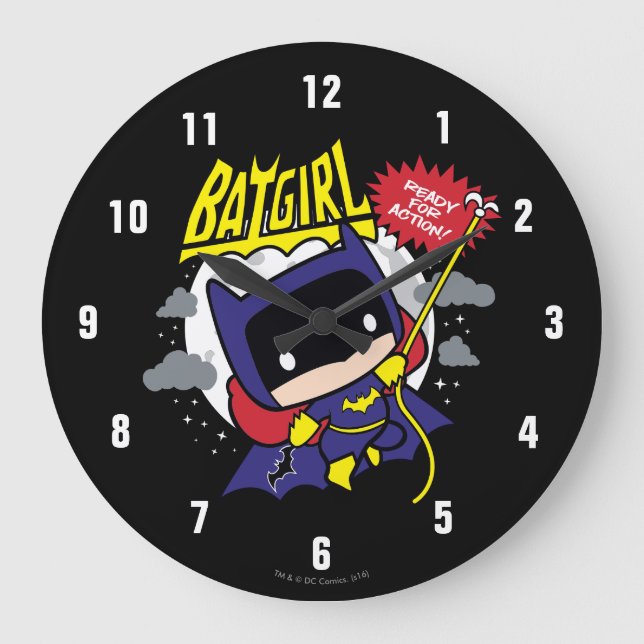 Chibi Batgirl bereit zum Handeln Große Wanduhr (Vorderseite)