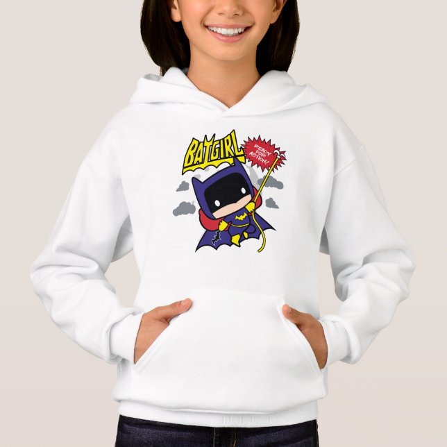 Chibi Batgirl bereit zum Handeln Hoodie (Vorderseite)