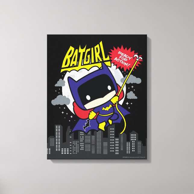 Chibi Batgirl bereit zum Handeln Leinwanddruck (Vorderseite)