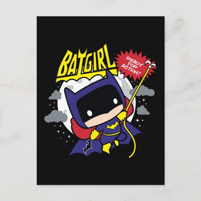 Chibi Batgirl bereit zum Handeln Postkarte (Vorderseite)