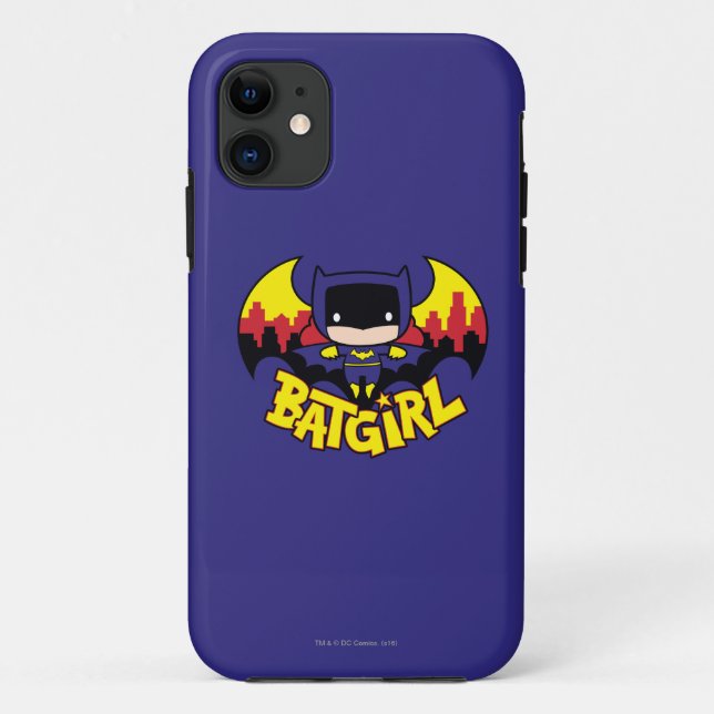 Chibi Batgirl mit Gotham Skyline & Logo Case-Mate iPhone Hülle (Rückseite)