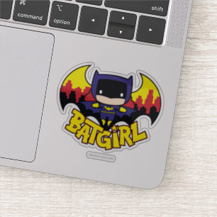 Chibi Batgirl mit Gotham Skyline und Logo Aufkleber