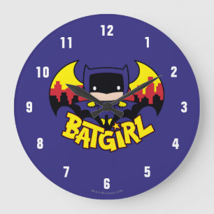 Chibi Batgirl mit Gotham Skyline und Logo Große Wanduhr