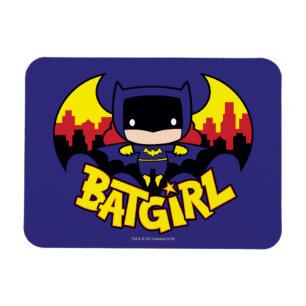 Chibi Batgirl mit Gotham-Skyline und Logo Magnet