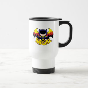 Chibi Batgirl mit Gotham-Skyline und Logo Reisebecher